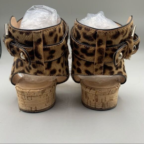 Gianvito Rossi Leopard Print Pony Hair Cork Sandals - Picture 5 of 9